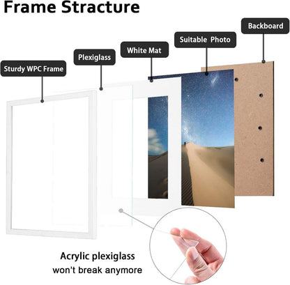 Weißer Bilderrahmen A3 Holz 2er-Set Acrylglas MDF Rahmen