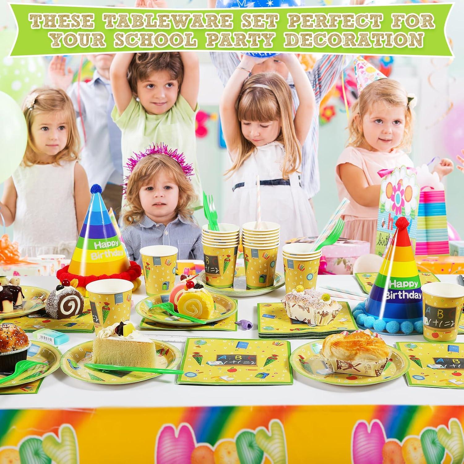 60-teiliges Schulanfang Servietten Set Einschulung Deko Zubehör_ABC Tafel