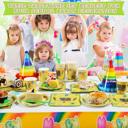 60-teiliges Schulanfang Servietten Set Einschulung Deko Zubehör_ABC Tafel