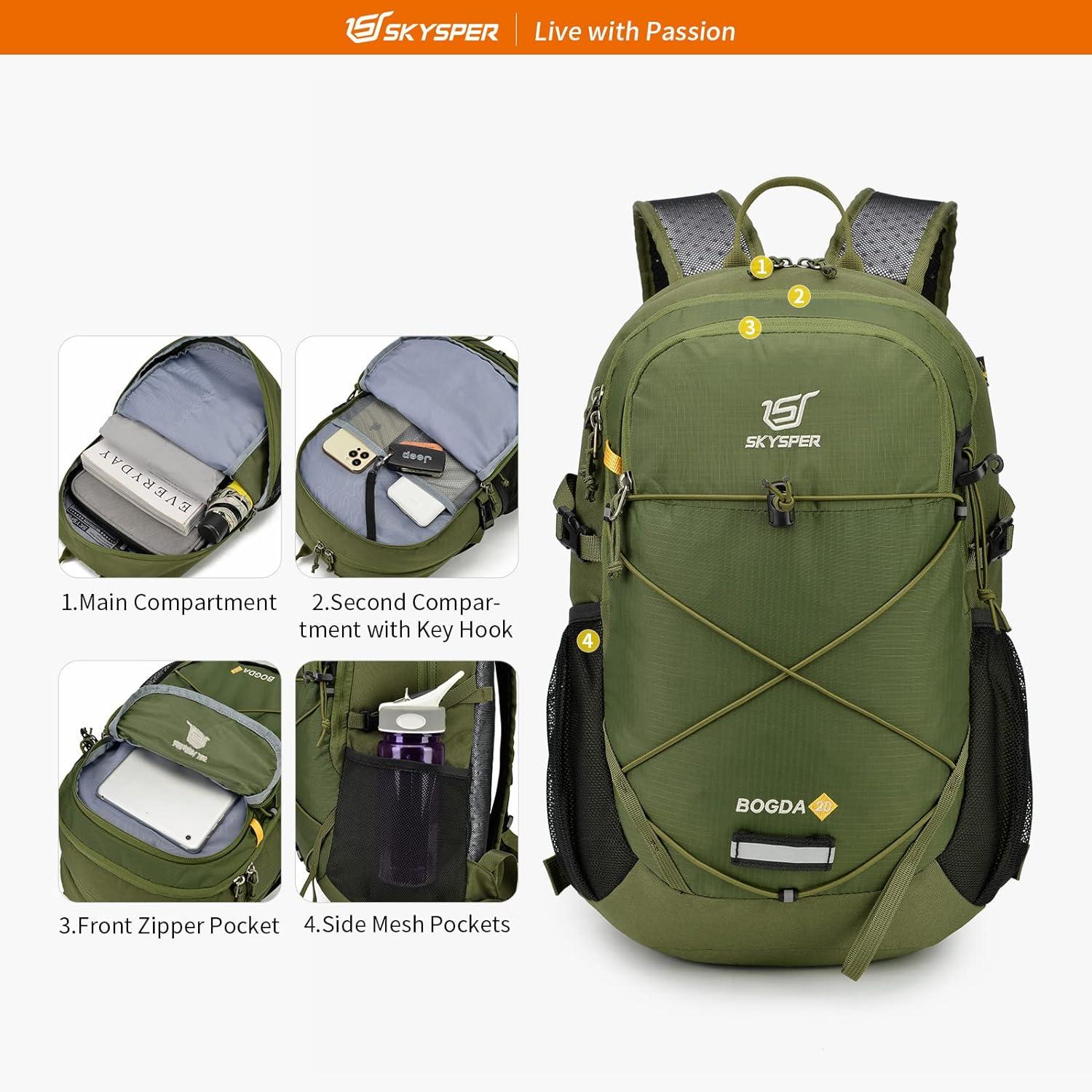 Wanderrucksack 20L Trekkingrucksack Leicht Rucksack Daypack Schwarz