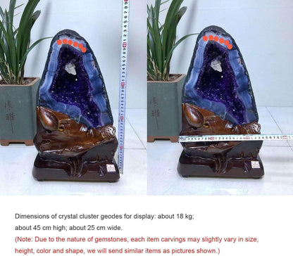 DECORN Große Amethyst-Naturkristall-Cluster-Exemplar, Echte