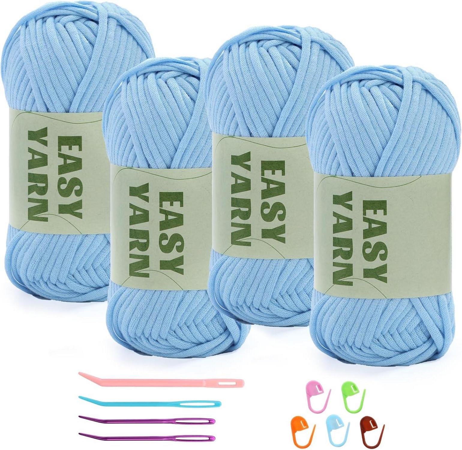 Hellblaues Häkel- und Strickgarn für Anfänger, 4er Pack