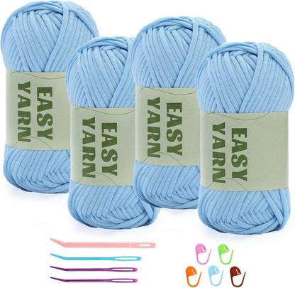 Hellblaues Häkel- und Strickgarn für Anfänger, 4er Pack