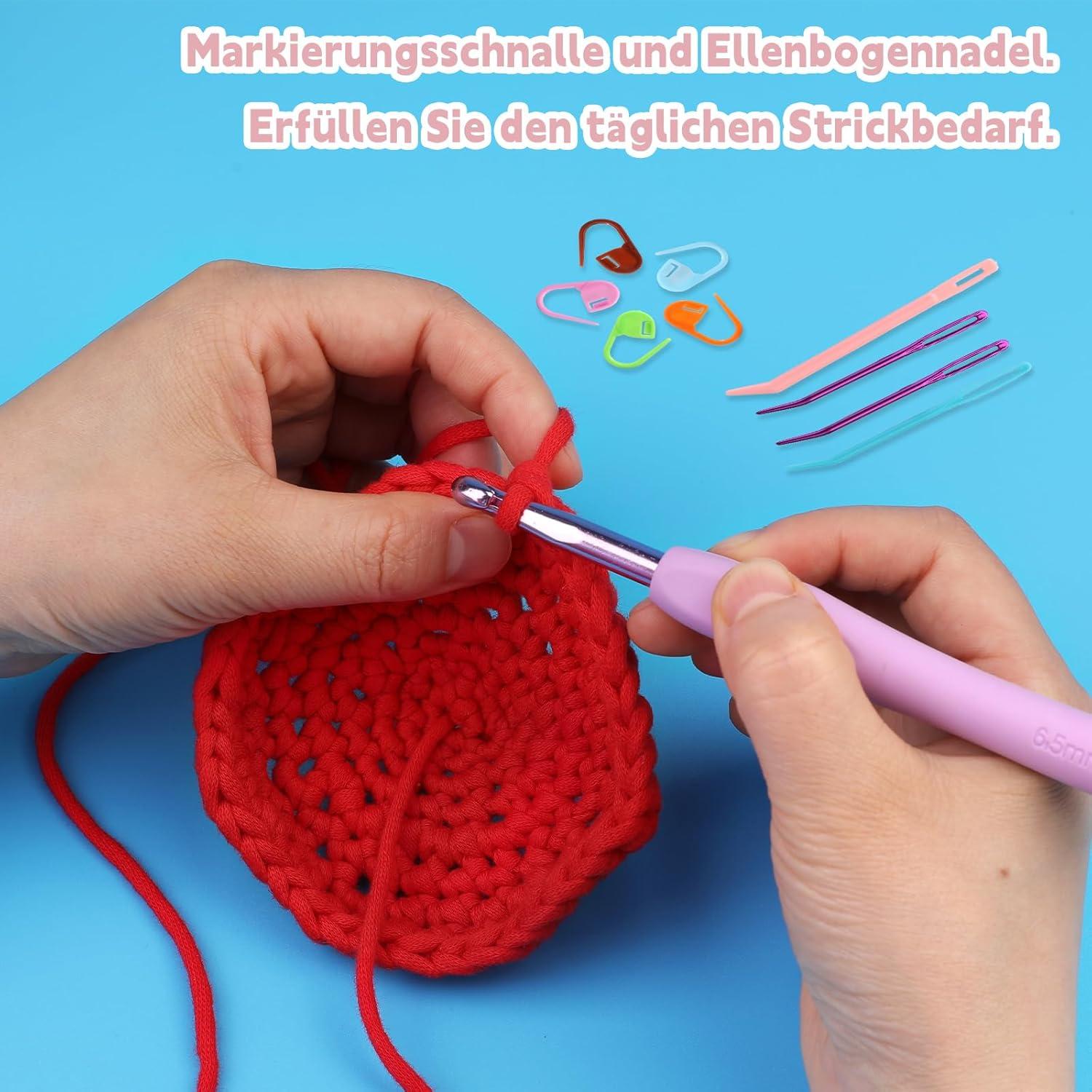 4er Set Hellgrau Häkel- und Strickgarn Anfänger Baumwoll Nylon