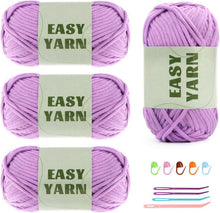 Lila Baumwoll-Nylon-Mischgarn 4er Set mit Häkelzubehör