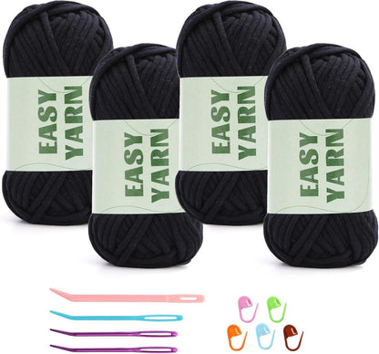Schwarzes Häkel- und Strickgarn für Anfänger, gut sichtbare Maschen