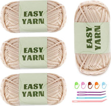 4er Set Beige Häkel- und Strickgarn für Anfänger, Maschen gut
