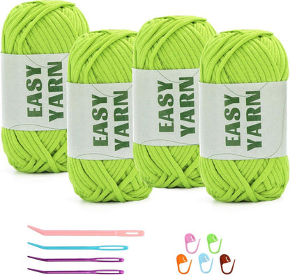 4er Set Herbstgrünes Häkel- & Strickgarn für Anfänger, Maschen gut