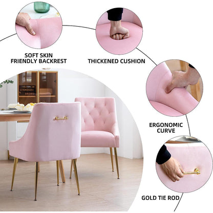 Samt Esszimmerstühle 4er Set – Modern & Rosa