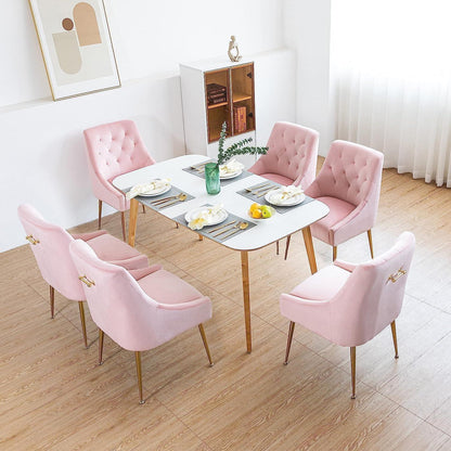 Samt Esszimmerstühle 4er Set – Modern & Rosa