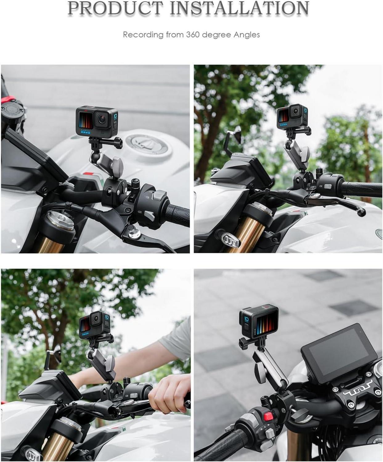 Lammcou Go Pro Motorrad Halterung Aluminium Fahrrad Lenker Halter Dual 360° Kugelkopf