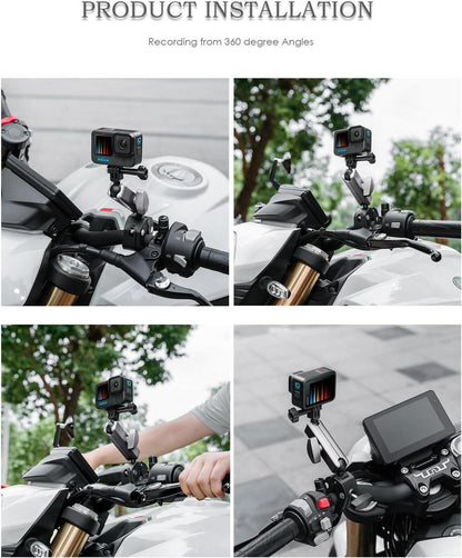 Lammcou Go Pro Motorrad Halterung Aluminium Fahrrad Lenker Halter Dual 360° Kugelkopf