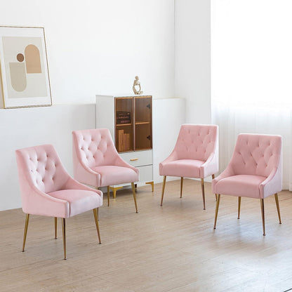 Samt Esszimmerstühle 2er Set – Modern & Rosa