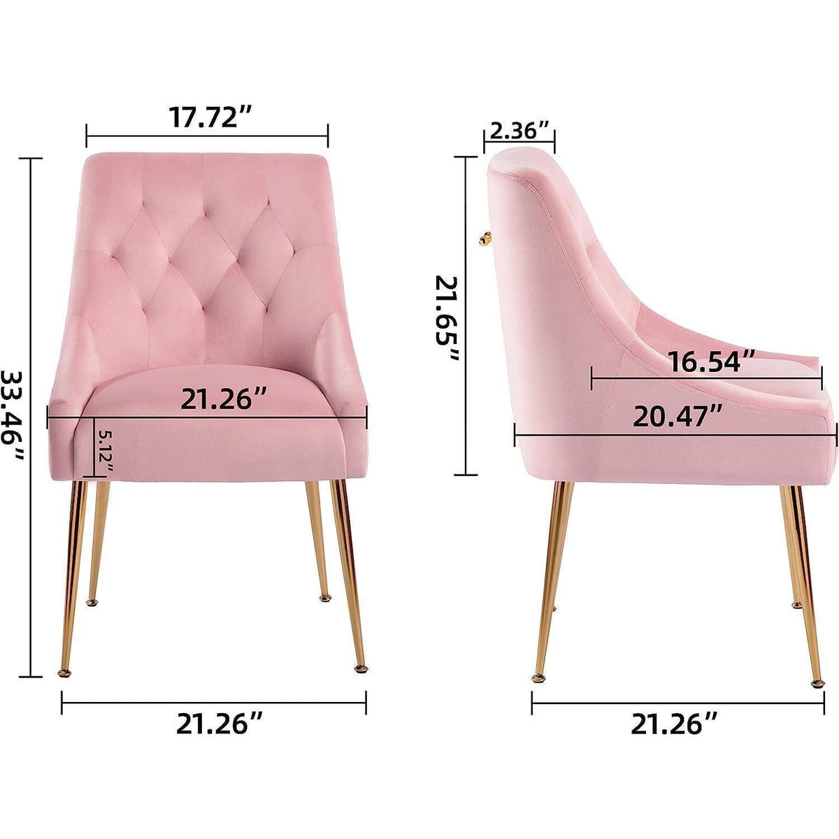 Samt Esszimmerstühle 2er Set – Modern & Rosa