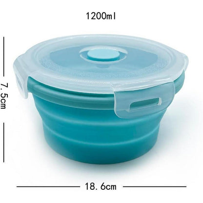Faltbare Camping Schüssel mit Deckel 1200ML Silikon