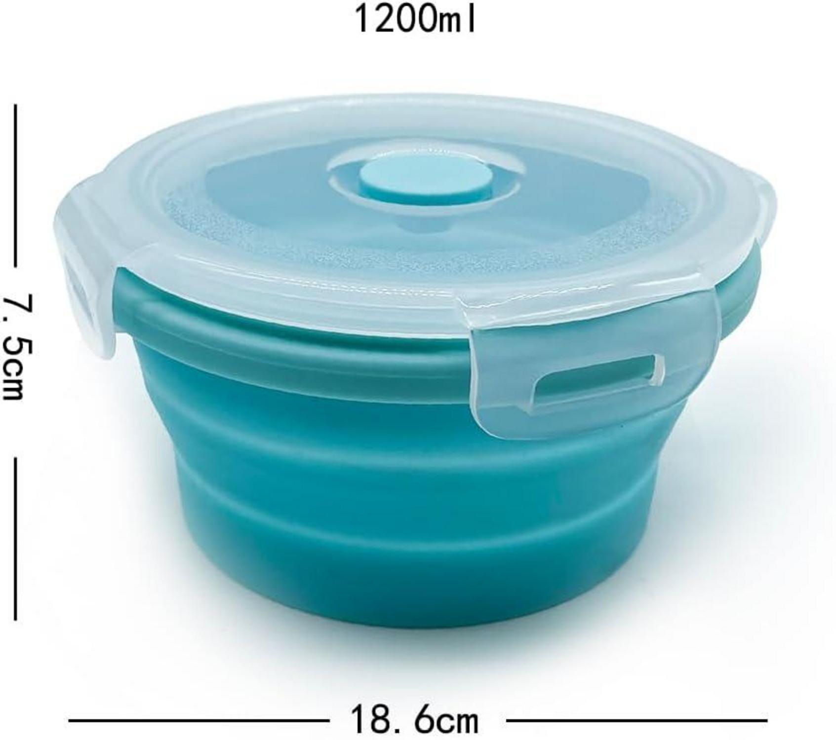 Faltbare Camping Schüsseln mit Deckel Silikon Faltschüssel 1200ML