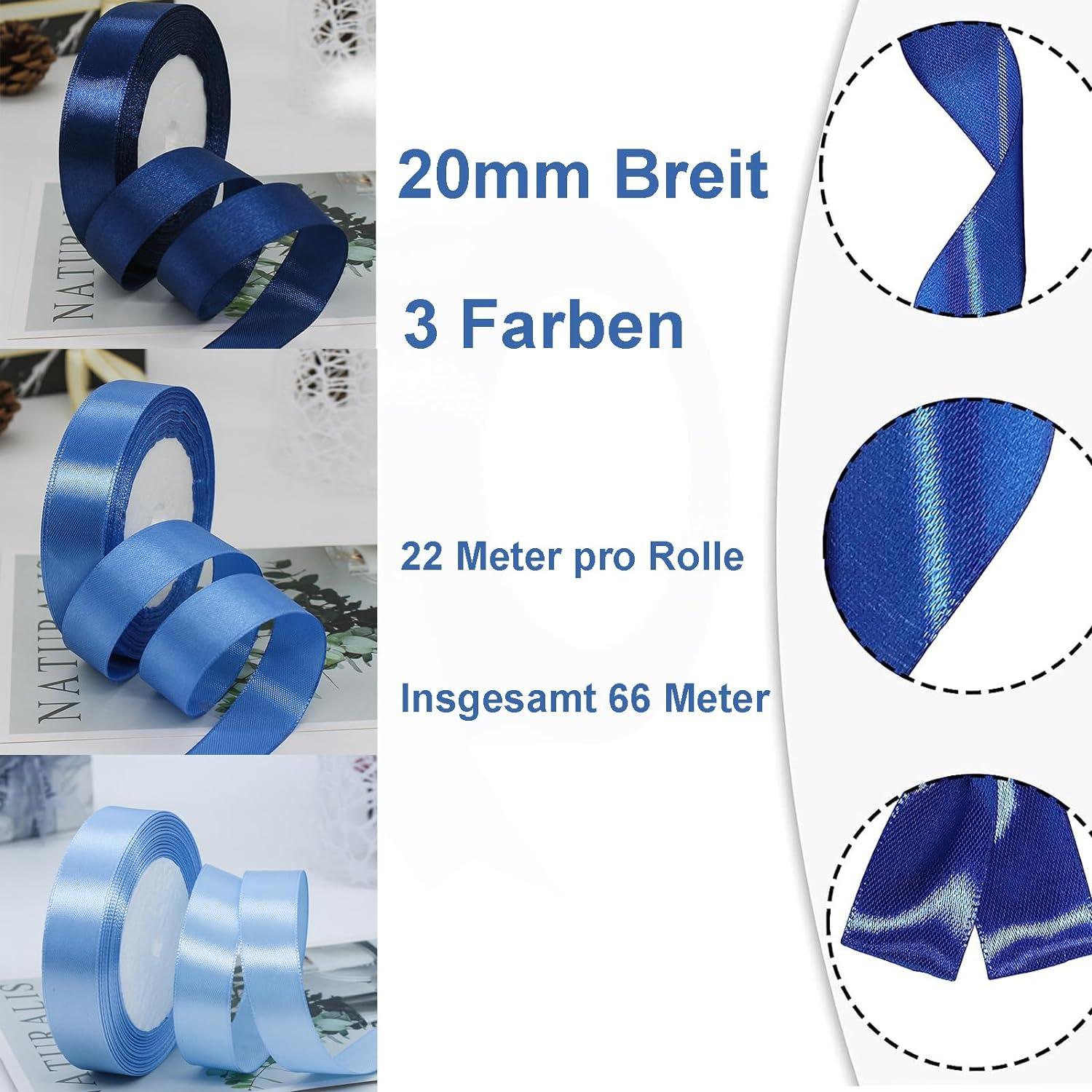 Blauen Satinband 66m 20mm Breite für Geschenkverpackung