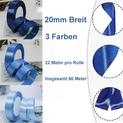 Blauen Satinband 66m 20mm Breite für Geschenkverpackung