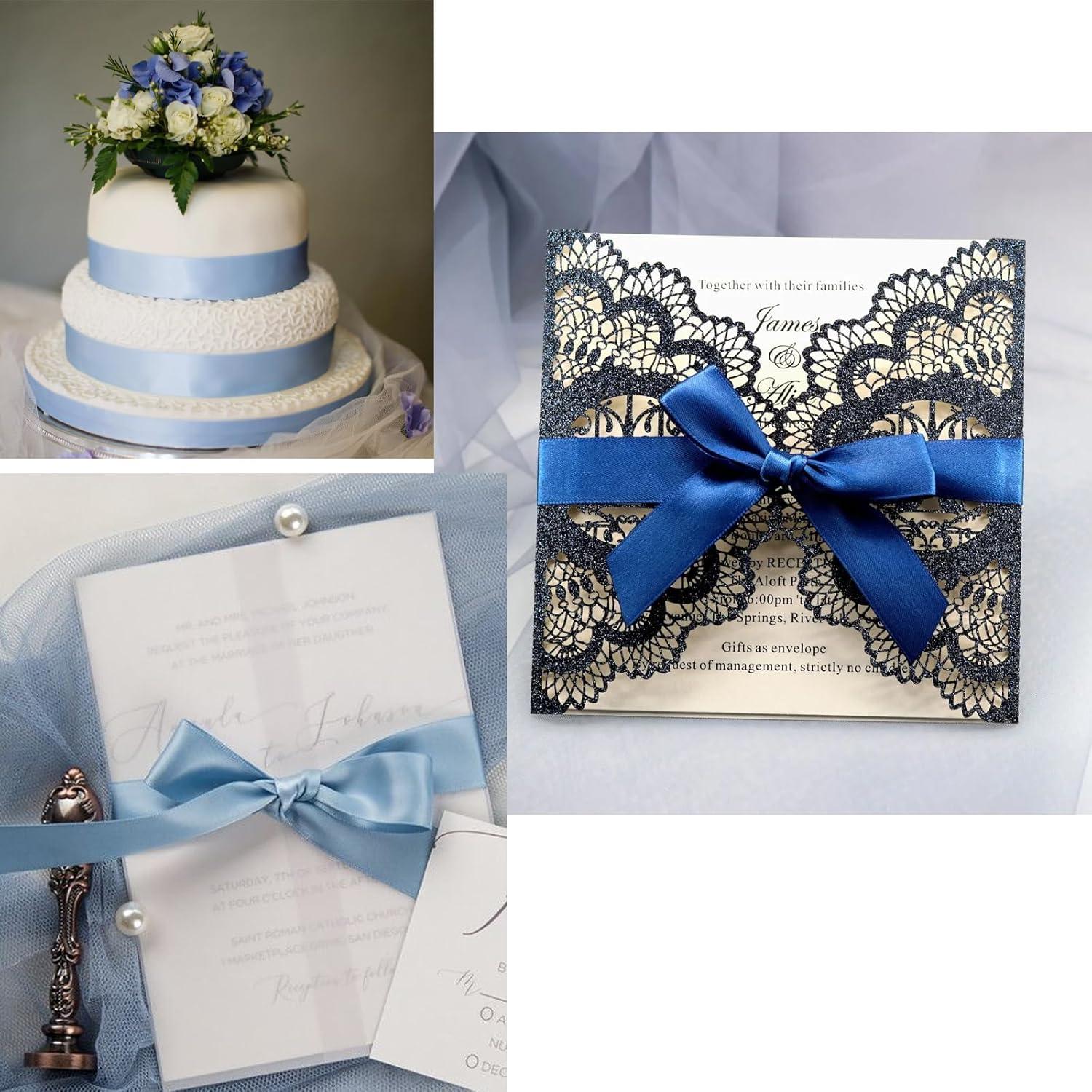 66m Satinband Blau 20mm Breit Geschenkband Hochzeit Taufe Deko