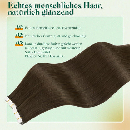Echthaar Tape Extensions Braun 60cm – Natürliche Verlängerung