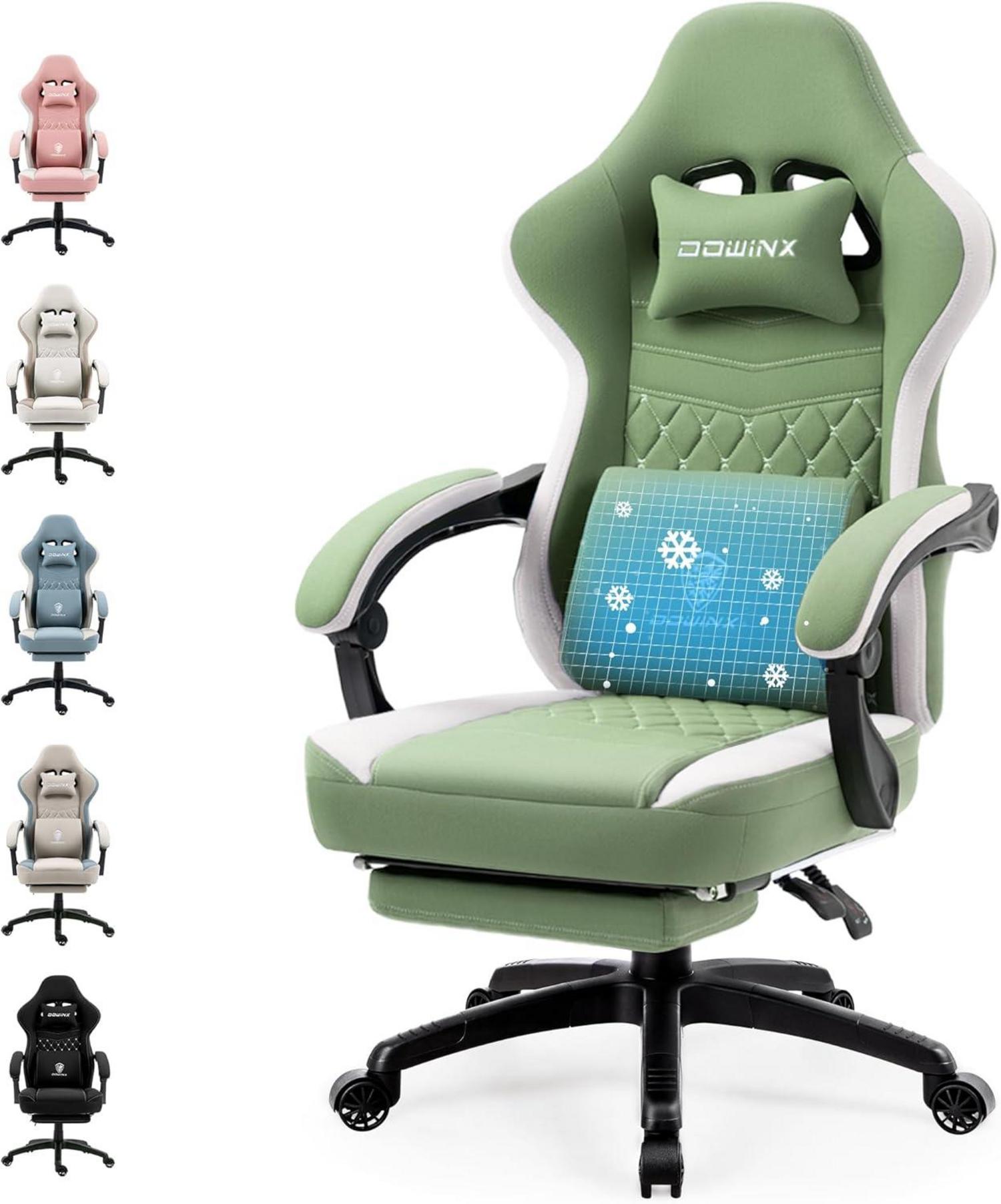 Massage Gaming Stuhl mit Fußstütze und Taschenfederkissen - Grün