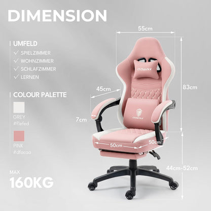 Massagesessel mit Fußstütze und Taschenfederkissen, Racing Gaming