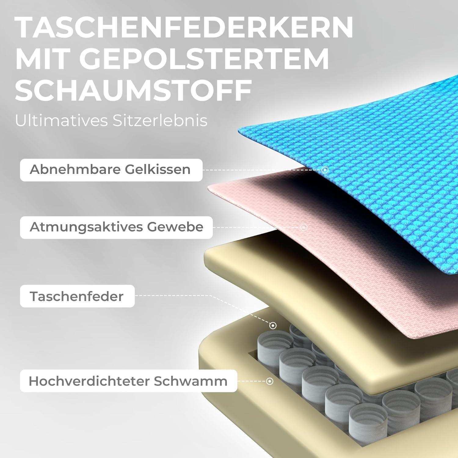 Dowinx Gaming Stuhl mit Massage, Fußstütze, Ergonomisch, Rosa