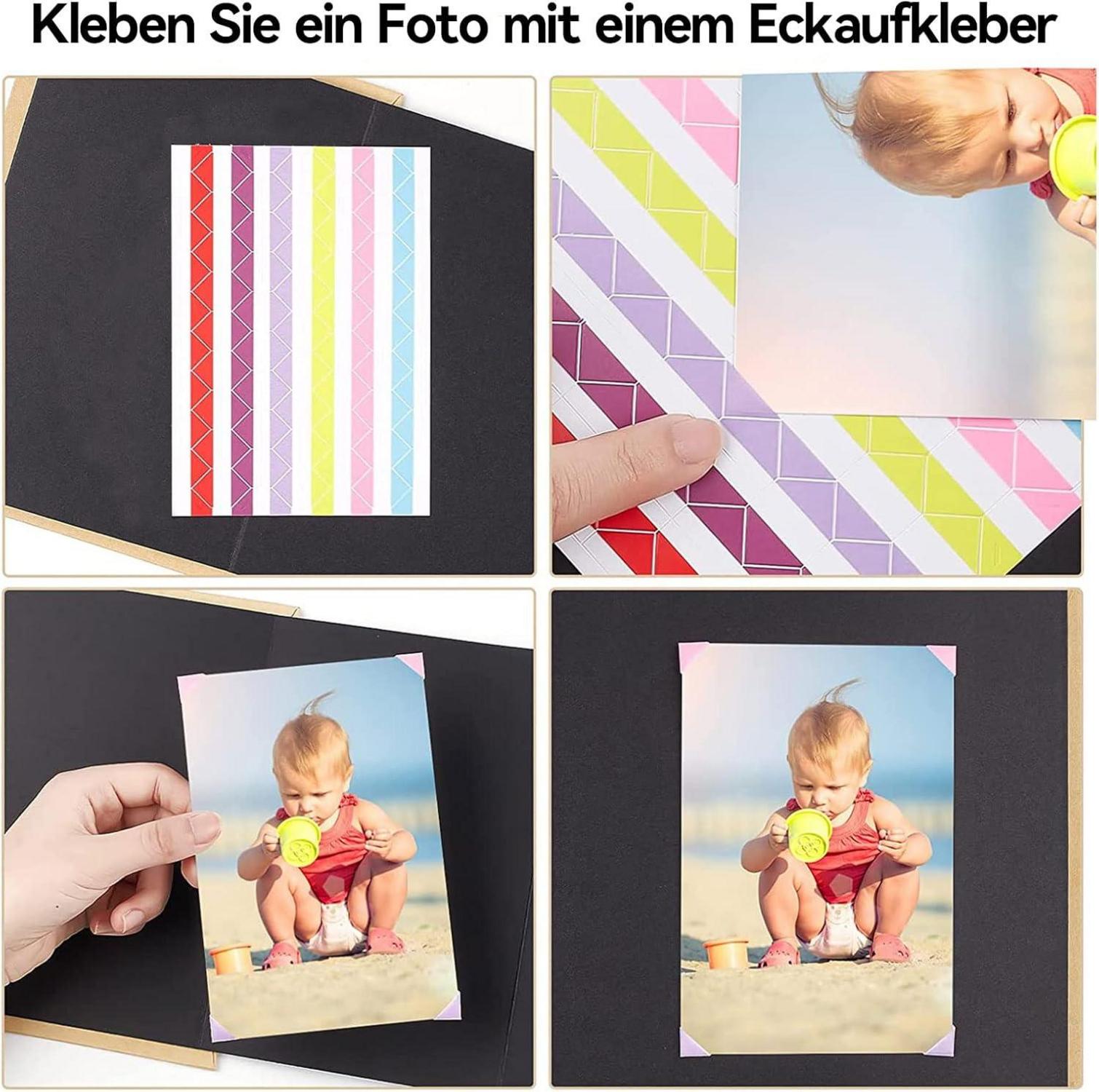 ERBO DIY Fotoalbum Schwarz 8 inch - Scrapbook zum Einkleben & Selbstgestalten