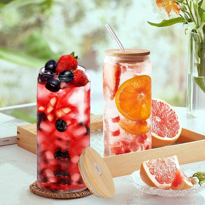 Cocktailgläser Dosenform 2er Set 660ml Deckel Strohhalm Cocktail