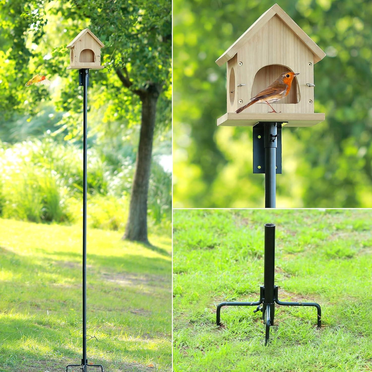 Urban Deco Vogelhaus-Stangenhalterungsset 203 cm verstellbar Kolibri Schwarz