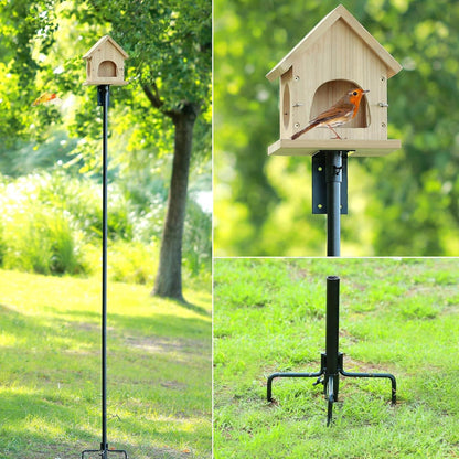 Urban Deco Vogelhaus-Stangenhalterungsset 203 cm verstellbar Kolibri Schwarz