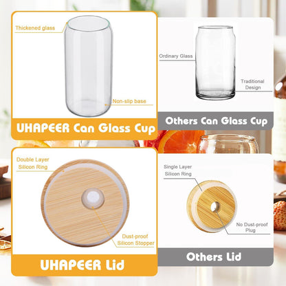 Cocktailgläser Dosenform 2er Set 550ml mit Deckel Strohhalm