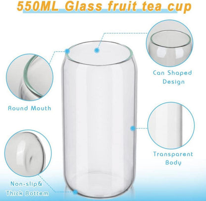 Cocktailgläser Dosenform 2er Set 550ml Deckel Strohhalm Longdrinkgläser Bierdosen Trinkgläser