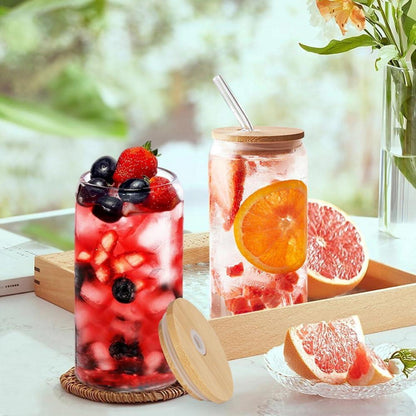 Cocktailgläser Dosenform-Set 550ml Deckel Strohhalm Bierdosen Trinkgläser