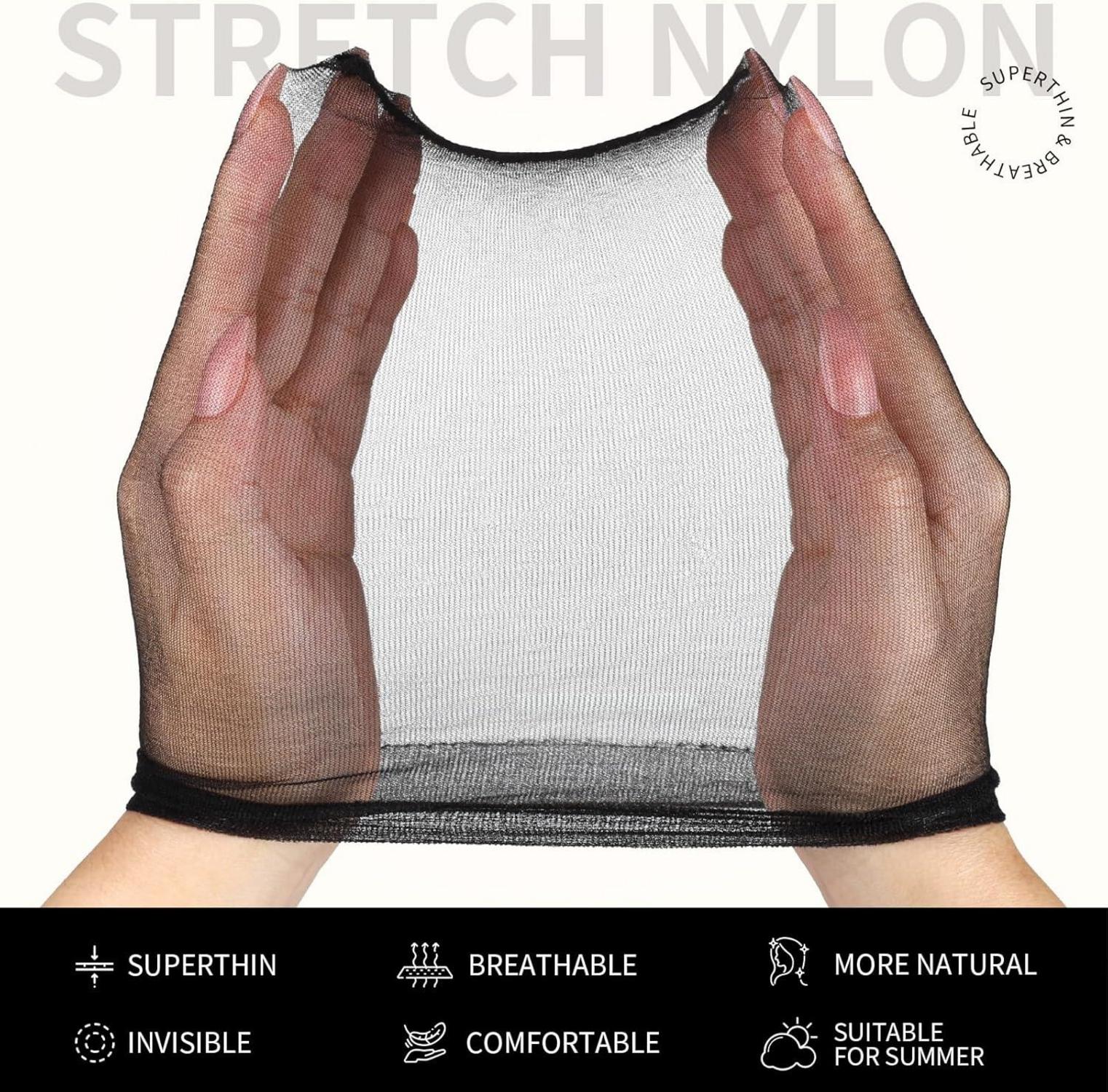 Haarnetz Nylon Ultra Dünn Perückenkappe Set Atmungsaktiv, Schwarz 4