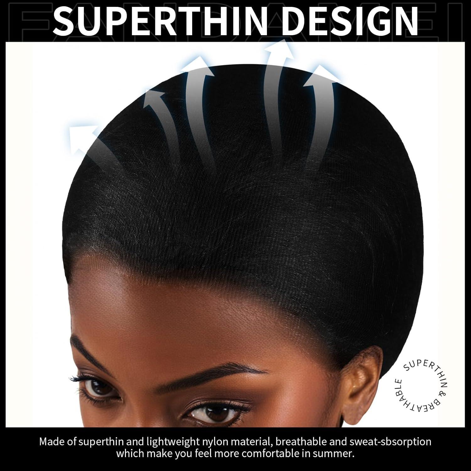 FANDAMEI Haarnetz Schwarz Nylon Ultra Dünne Wig Caps 4 Stücke
