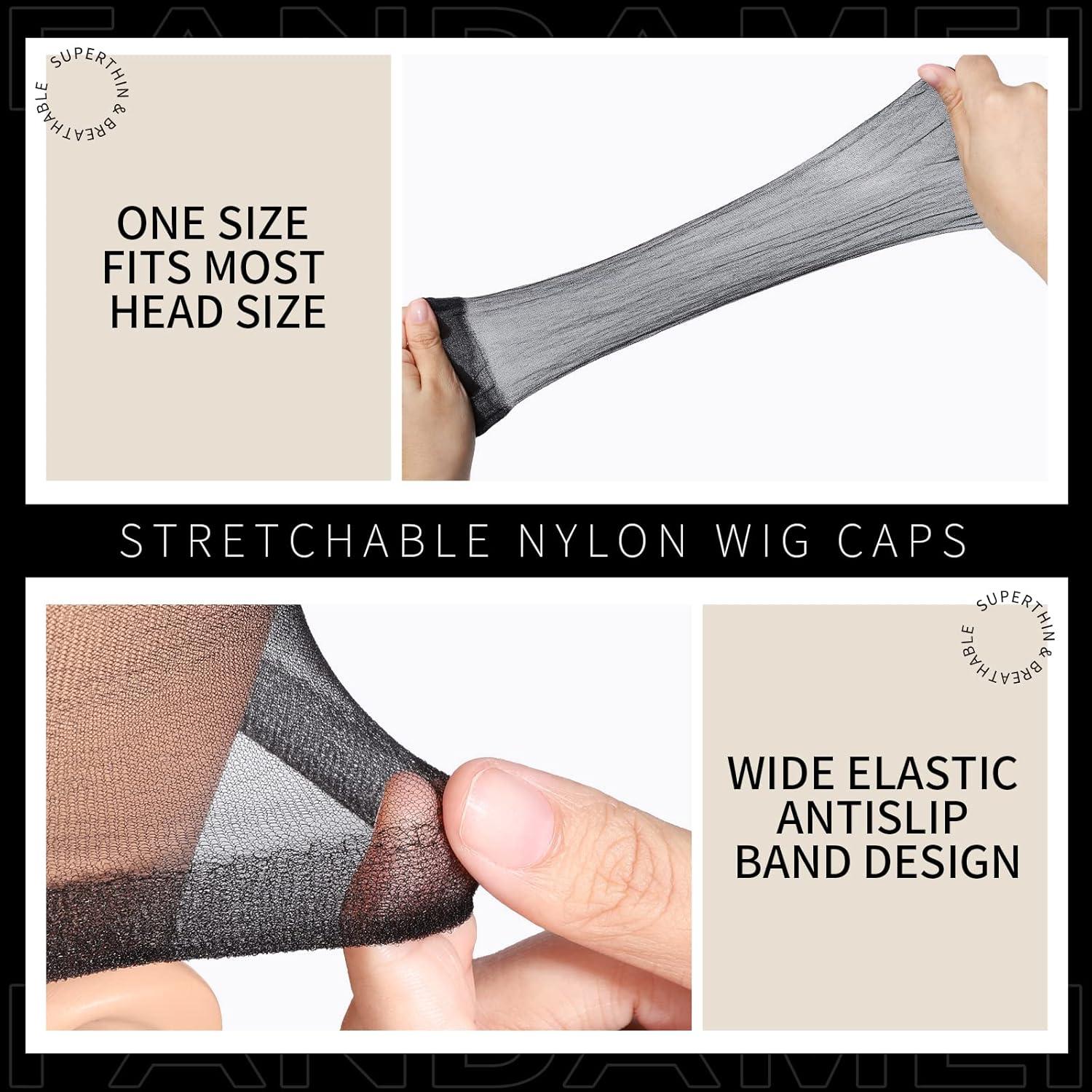 Haarnetz Nylon Ultra Dünn Perücke Kappen Set Schwarz 4