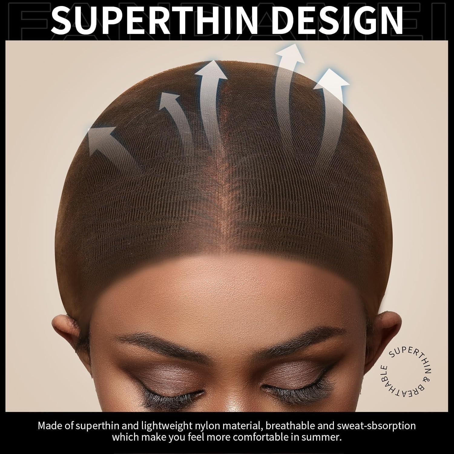 FANDAMEI Haarnetz Nylon Ultra Dünne Wig Caps Dunkelbraun 4er Set