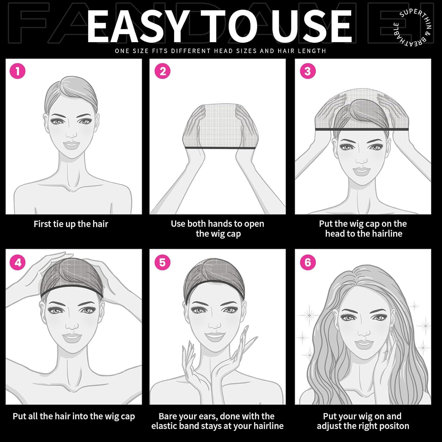 Ultra Dünne Haarnetz Nylon Wig Caps Perückenkappe Set Atmungsaktiv Dunkelbraun