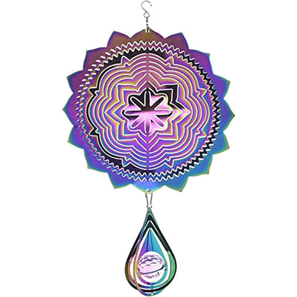 3D Edelstahl Windspiel 30cm Bunt Garten Deko