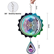 3D Edelstahl Windspiel 30cm Bunt Garten Deko