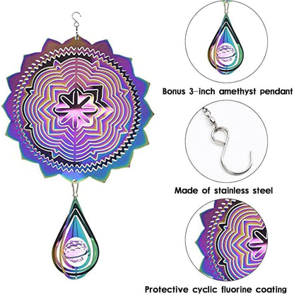 3D Edelstahl Windspiel 30cm Bunt Garten Deko