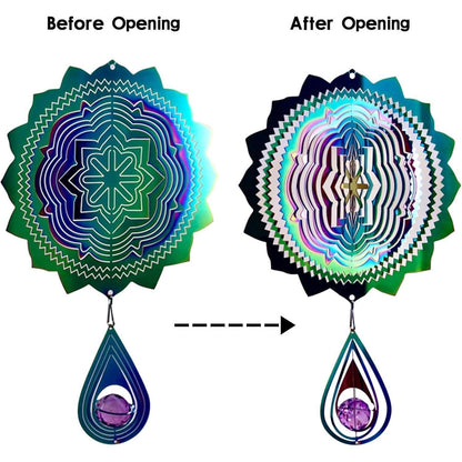 3D Edelstahl Windspiel 30cm Bunt Garten Deko