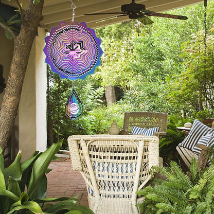 3D Edelstahl Windspiel 30cm Bunt Garten Deko