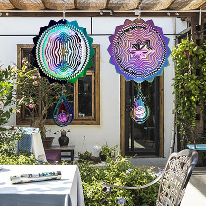 3D Edelstahl Windspiel 30cm Bunt Garten Deko