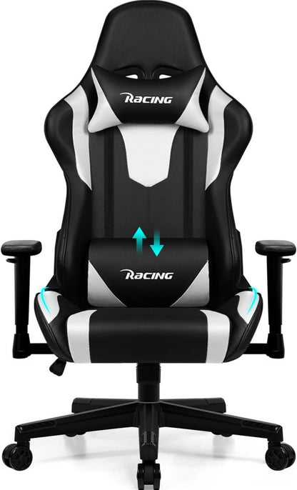 Ergonomischer Gaming Stuhl verstellbar mit Lenden- & Kopfkissen