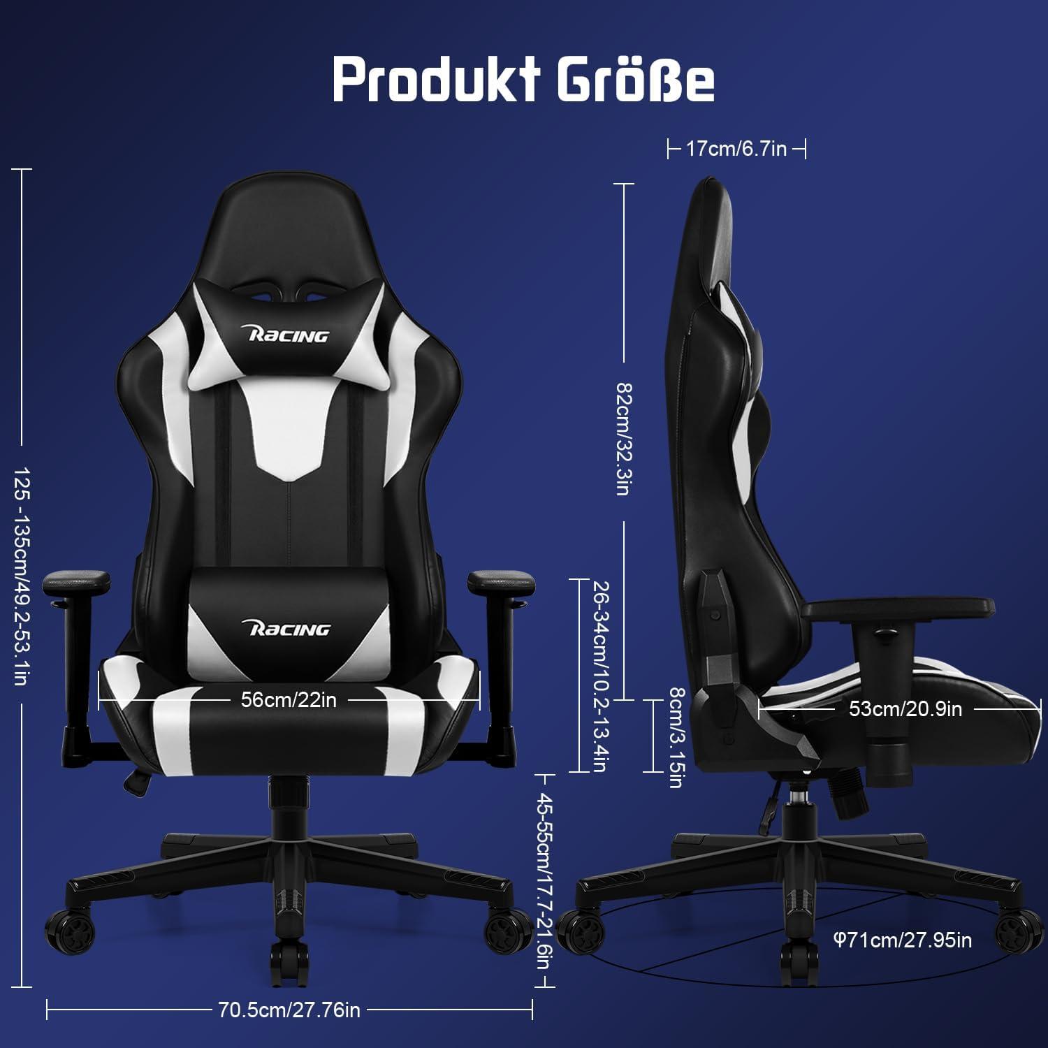 Ergonomischer Gaming Stuhl mit verstellbaren Kissen und