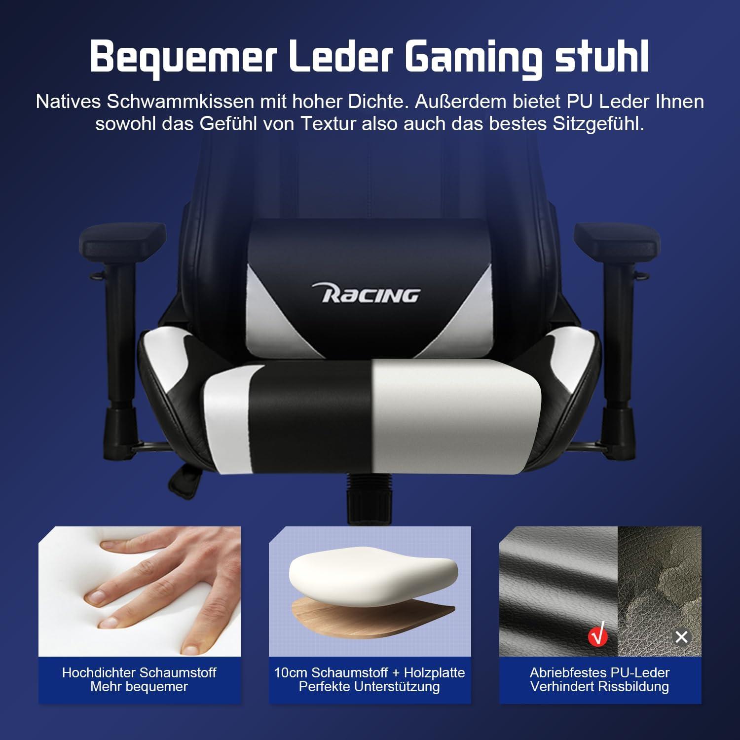 Gaming Stuhl Ergonomisch mit verstellbaren Kissen und