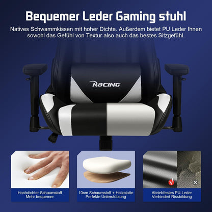 Gaming Stuhl Ergonomisch mit verstellbaren Kissen und