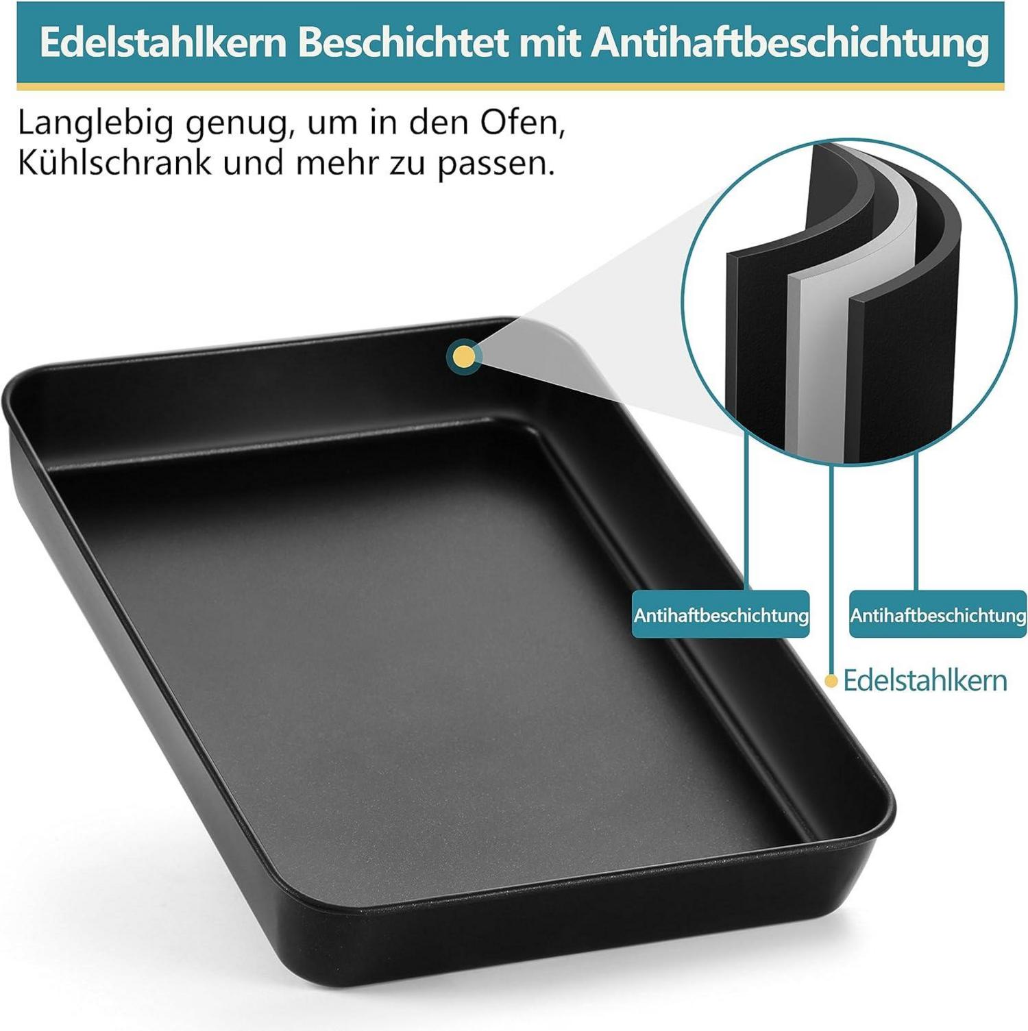 Backblech Edelstahl Antihaft Rechteckiges Kuchenblech 26,5x20,5x4,7cm